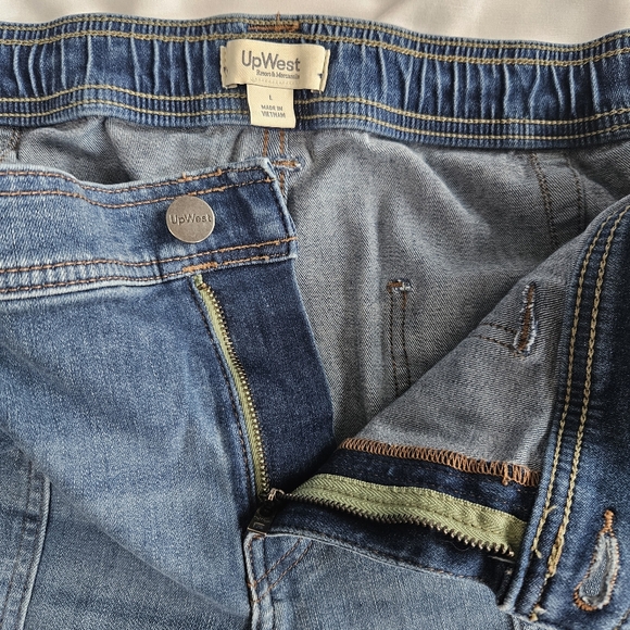 Upwest Womens L High Waisted All Day Utility Jeans Pants Med Wash - Picture 9 of 14